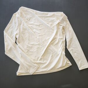 NWT Abercrombie & Fitch Modal-Blend White Off-Shoulder Ruched Top Size L Preppy